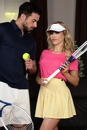 Blonde tennis slut Maya Rose gets her butthole demolished